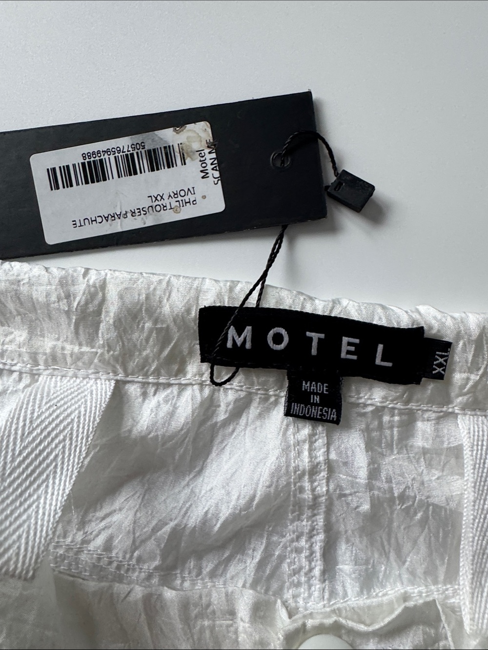 Motel Rocks White Wide-Leg Drawstring Trousers - Picture 7 of 7